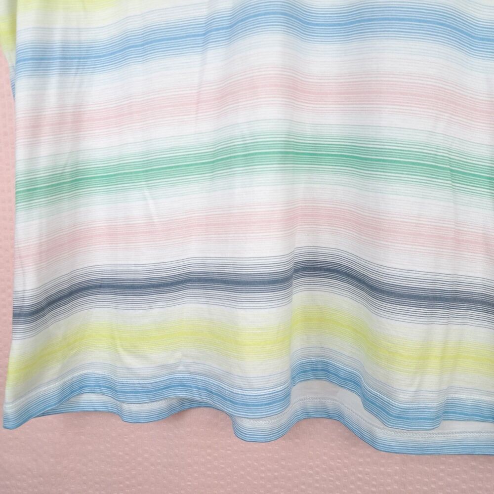 Lands’ End Pastel Striped Short Sleeve Cotton T Shirt Size L 100% Cotton - Picture 5 of 11